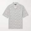Roberto Camp-Collar Printed Linen Shirt