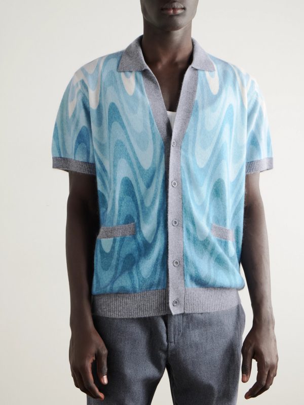 Romero Printed Brushed Wool and Cashmere-Blend Cardigan - FR