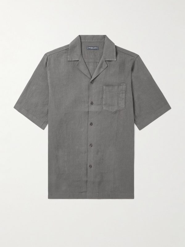 Angelo Camp-Collar Linen Shirt