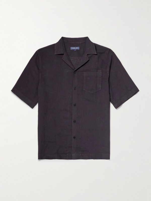 Angelo Camp-Collar Linen Shirt Angelo Camp-Collar Linen Shirt