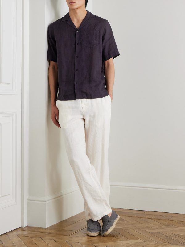 Angelo Camp-Collar Linen Shirt - OU Angelo Camp-Collar Linen Shirt - OU