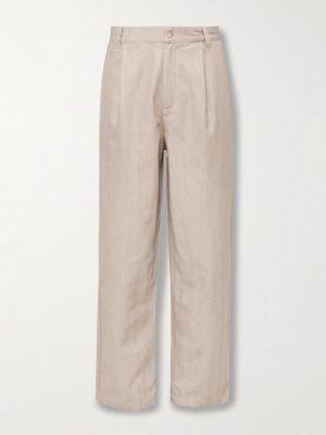 Aldo Wide-Leg Herringbone Cotton Trousers Aldo Wide-Leg Herringbone Cotton Trousers