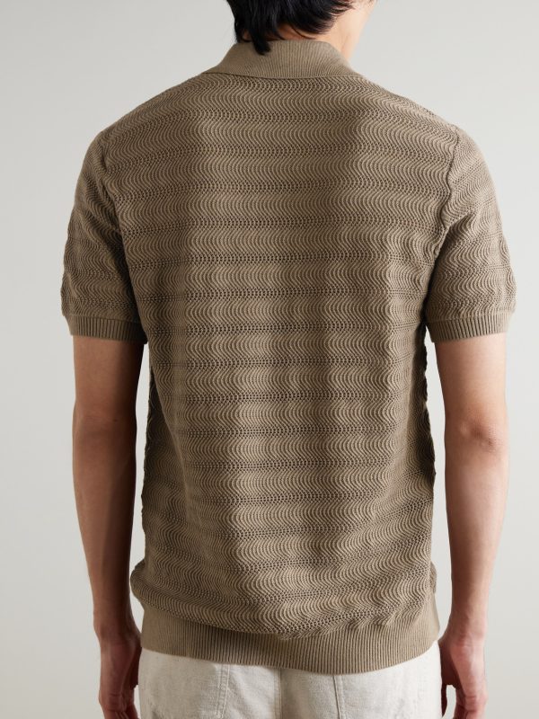 Vidal Open-Knit Cotton Polo Shirt - BK