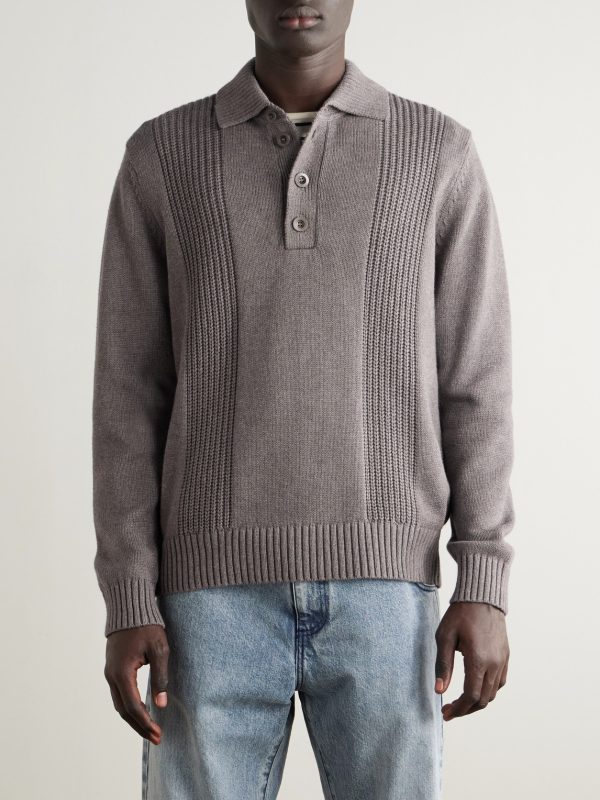 Romano Cotton and Cashmere-Blend Polo Sweater - FR Romano Cotton and Cashmere-Blend Polo Sweater - FR