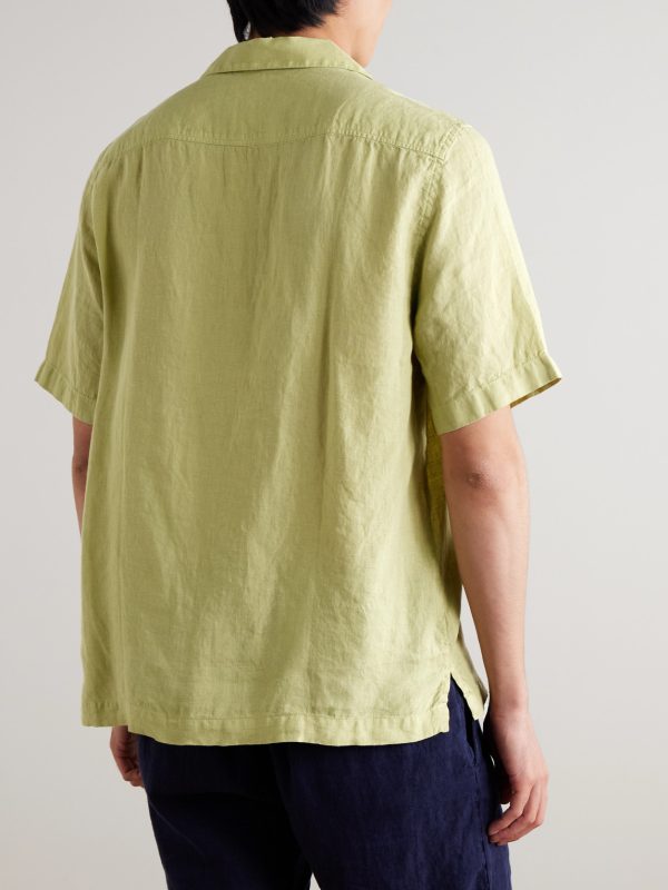Angelo Camp-Collar Linen Shirt - BK Angelo Camp-Collar Linen Shirt - BK