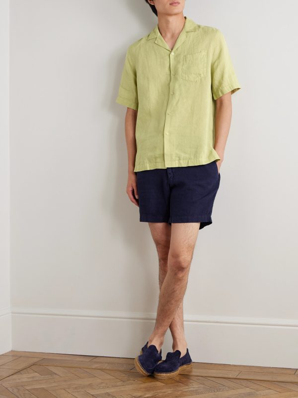 Angelo Camp-Collar Linen Shirt - OU Angelo Camp-Collar Linen Shirt - OU