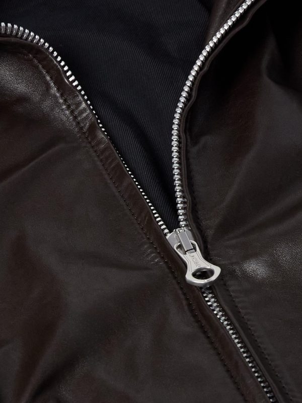 Pharos Wool-Blend Trimmed Leather Bomber Jacket - CU Pharos Wool-Blend Trimmed Leather Bomber Jacket - CU