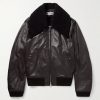 Pharos Wool-Blend Trimmed Leather Bomber Jacket Pharos Wool-Blend Trimmed Leather Bomber Jacket