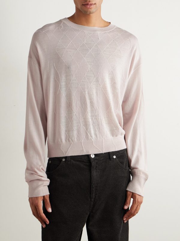 Sonar Distressed Argyle-Jacquard Wool Sweater - FR Sonar Distressed Argyle-Jacquard Wool Sweater - FR