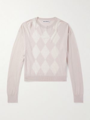 Sonar Distressed Argyle-Jacquard Wool Sweater