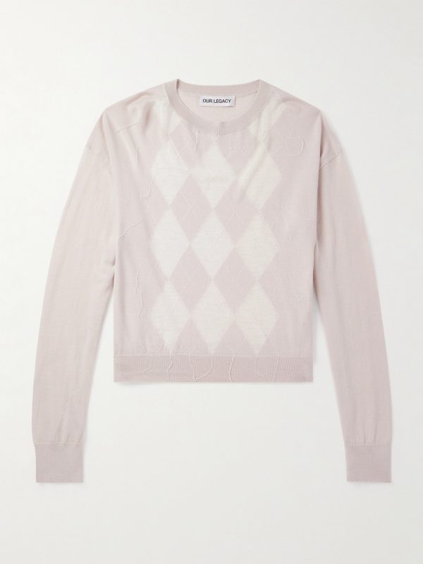 Sonar Distressed Argyle-Jacquard Wool Sweater Sonar Distressed Argyle-Jacquard Wool Sweater