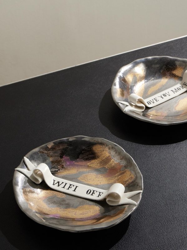 + Ruan Hoffmann Wifi Off Painted Earthenware Plate - E1 + Ruan Hoffmann Wifi Off Painted Earthenware Plate - E1