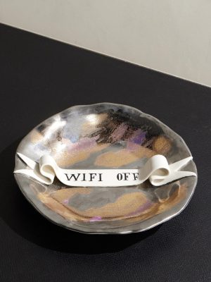+ Ruan Hoffmann Wifi Off Painted Earthenware Plate + Ruan Hoffmann Wifi Off Painted Earthenware Plate