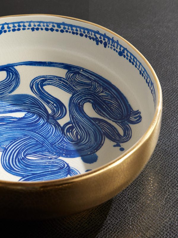 + Ruan Hoffmann Gold-Plated Painted Earthenware Bowl - CU + Ruan Hoffmann Gold-Plated Painted Earthenware Bowl - CU