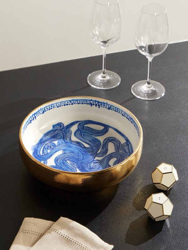 + Ruan Hoffmann Gold-Plated Painted Earthenware Bowl - OU + Ruan Hoffmann Gold-Plated Painted Earthenware Bowl - OU