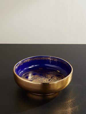 + Ruan Hoffmann Gold-Plated Painted Earthenware Bowl + Ruan Hoffmann Gold-Plated Painted Earthenware Bowl
