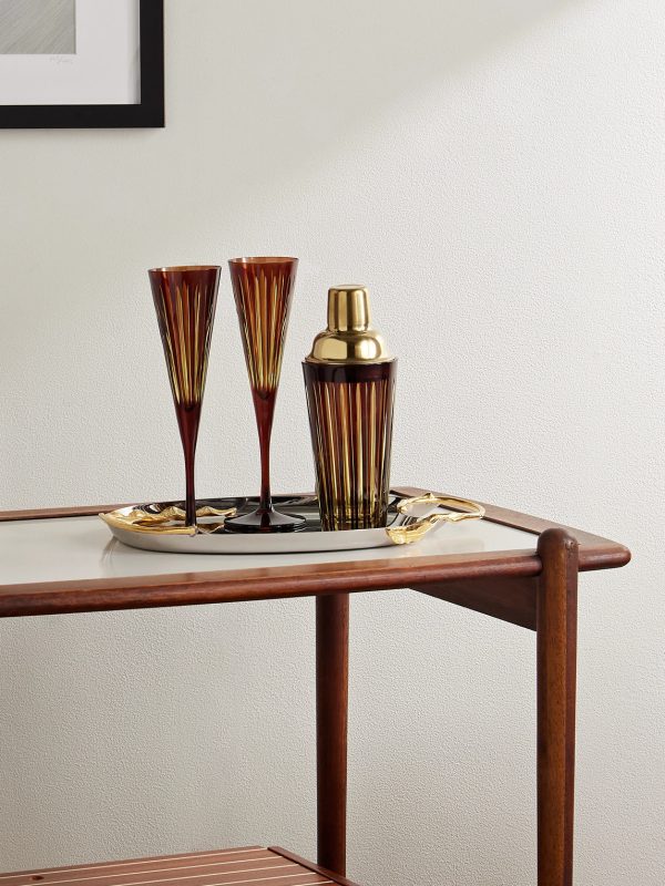 Prism Glass and Gold-Tone Cocktail Shaker - OU