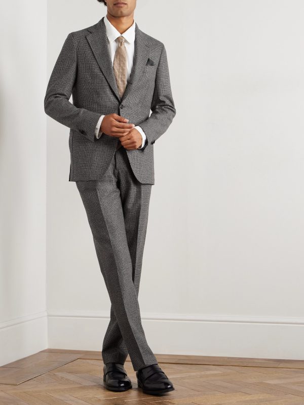 Napoli Slim-Fit Houndstooth Virgin Wool Suit Jacket - OU