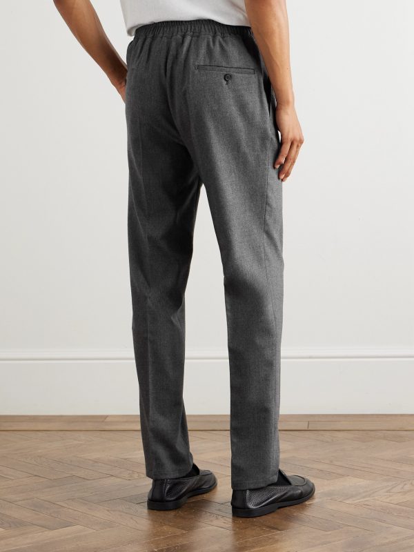 Tapered Pleated Wool and Cashmere-Blend Flannel Trousers - BK