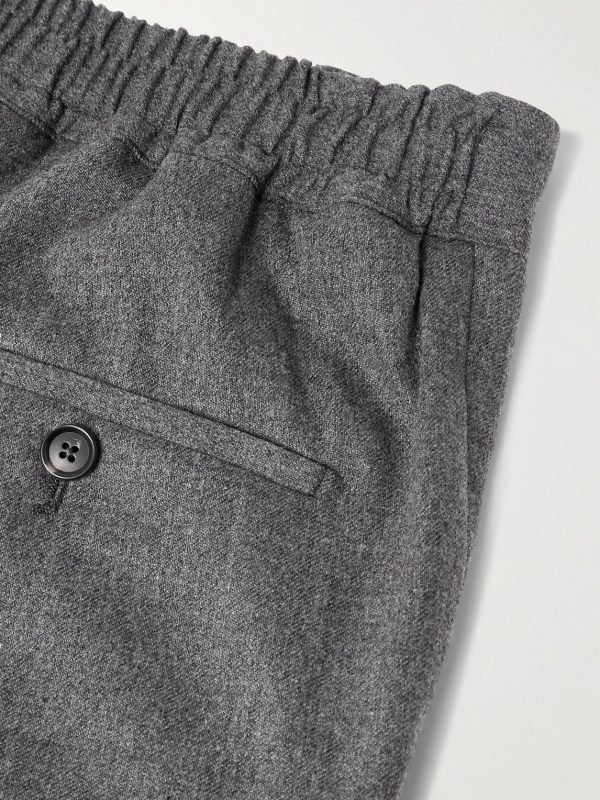 Tapered Pleated Wool and Cashmere-Blend Flannel Trousers - CU