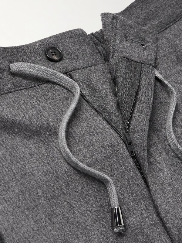 Tapered Pleated Wool and Cashmere-Blend Flannel Trousers - E1