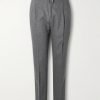 Tapered Pleated Wool and Cashmere-Blend Flannel Trousers