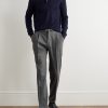 Tapered Pleated Wool and Cashmere-Blend Flannel Trousers - OU