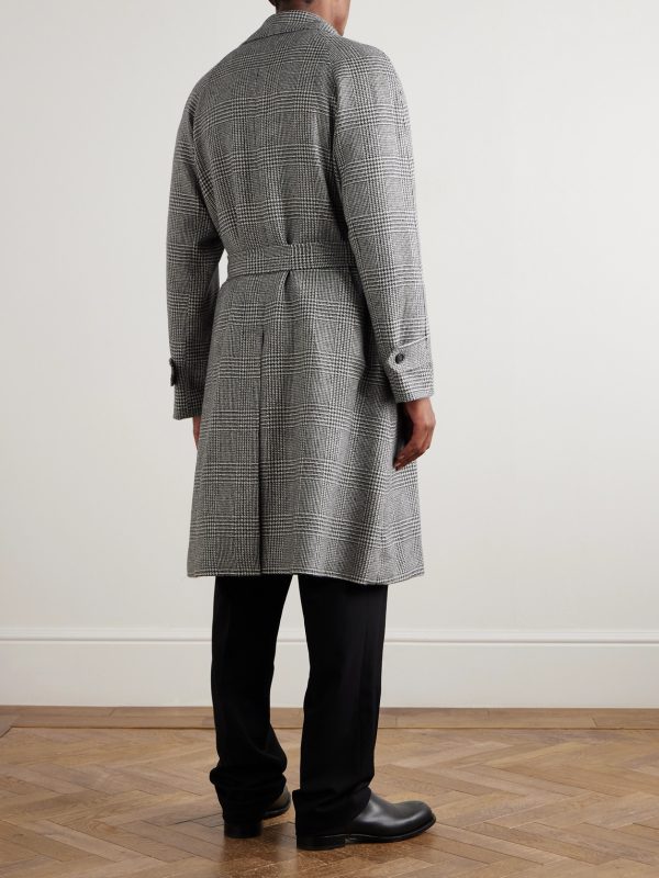 D'Avalos Double-Breasted Prince of Wales Checked Alpaca Overcoat - BK