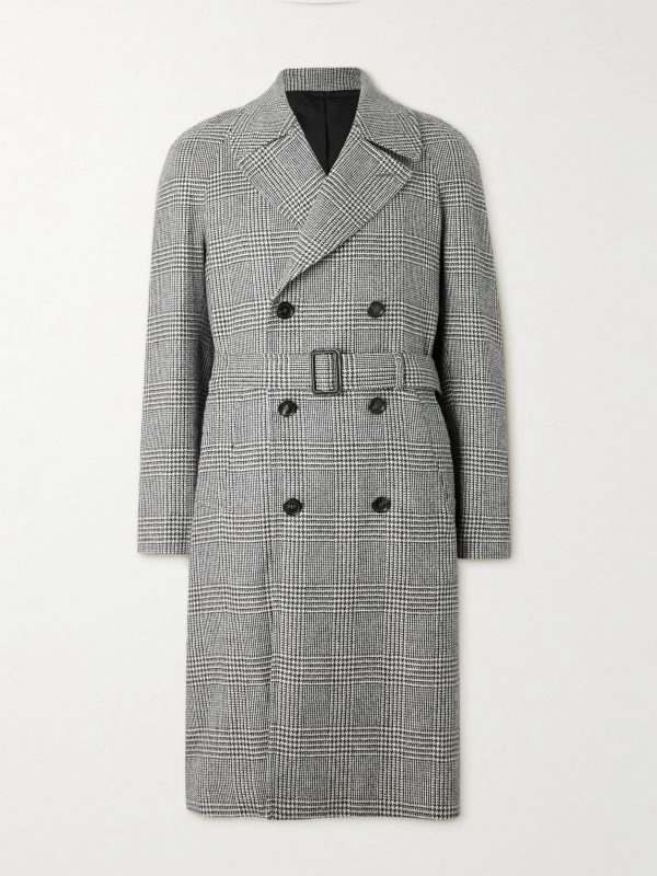 D'Avalos Double-Breasted Prince of Wales Checked Alpaca Overcoat
