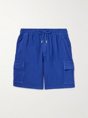 Straight-Leg Linen Drawstring Cargo Shorts