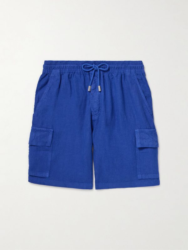 Straight-Leg Linen Drawstring Cargo Shorts Straight-Leg Linen Drawstring Cargo Shorts