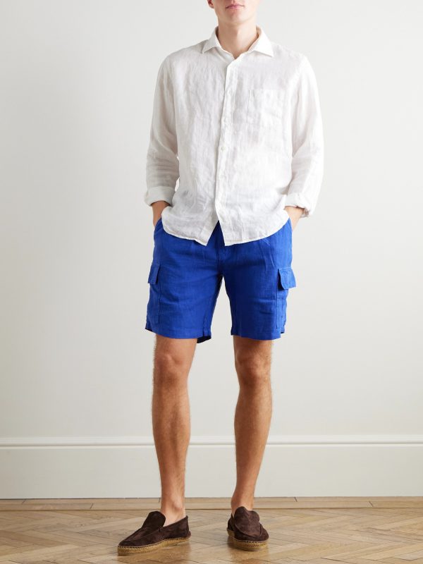 Straight-Leg Linen Drawstring Cargo Shorts - OU Straight-Leg Linen Drawstring Cargo Shorts - OU