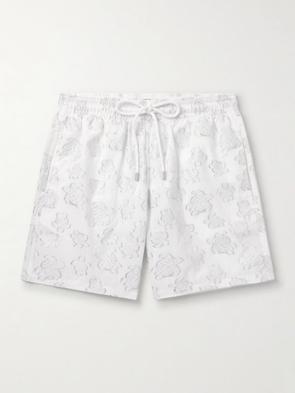 Moopea Straight-Leg Mid-Length Metallic-Jacquard Swim Shorts Moopea Straight-Leg Mid-Length Metallic-Jacquard Swim Shorts