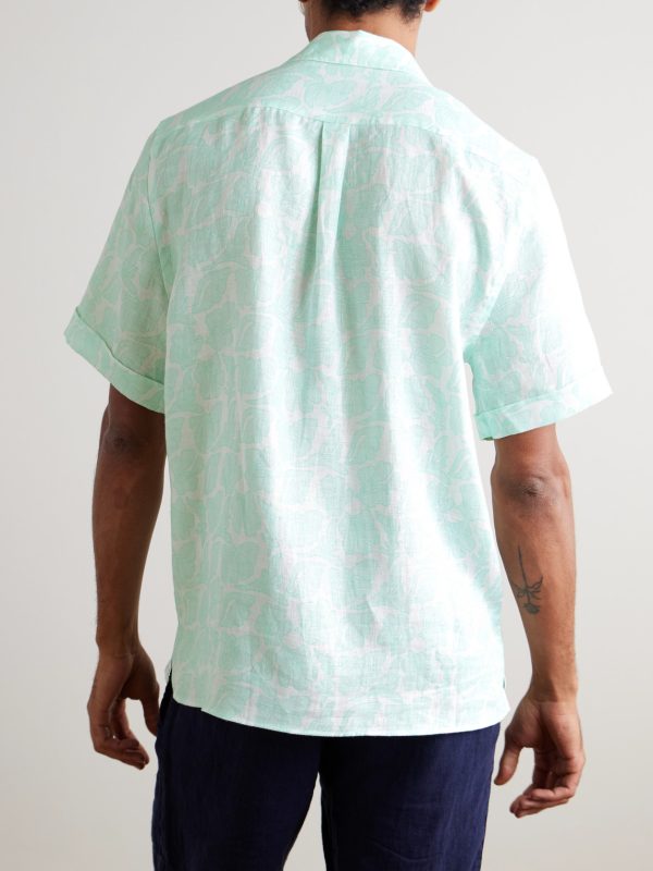 Charli Camp-Collar Floral-Print Linen Shirt - BK Charli Camp-Collar Floral-Print Linen Shirt - BK