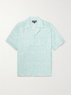Charli Camp-Collar Floral-Print Linen Shirt Charli Camp-Collar Floral-Print Linen Shirt