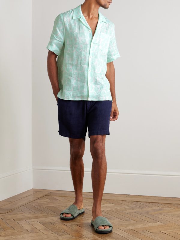 Charli Camp-Collar Floral-Print Linen Shirt - OU Charli Camp-Collar Floral-Print Linen Shirt - OU
