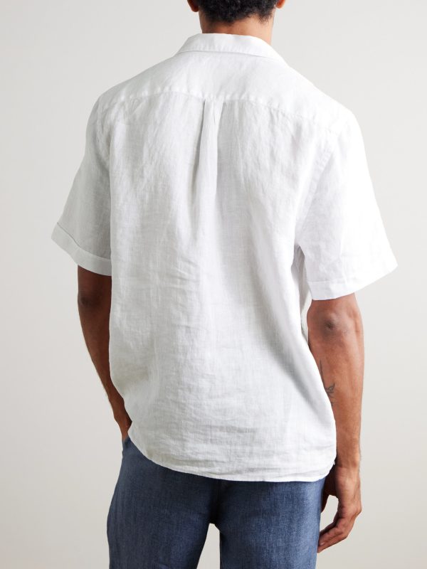 Charli Convertible-Collar Linen Shirt - BK