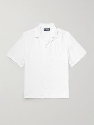 Charli Convertible-Collar Linen Shirt