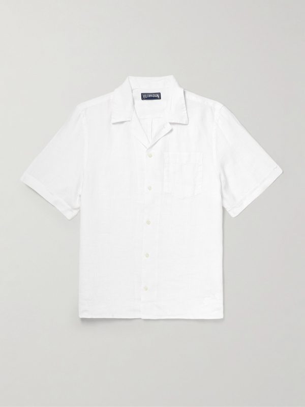 Charli Convertible-Collar Linen Shirt