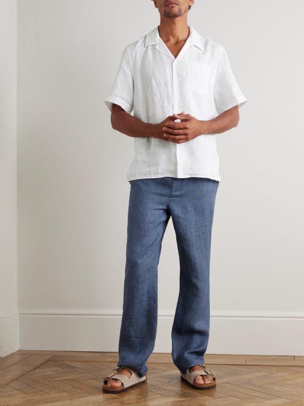 Charli Convertible-Collar Linen Shirt - OU