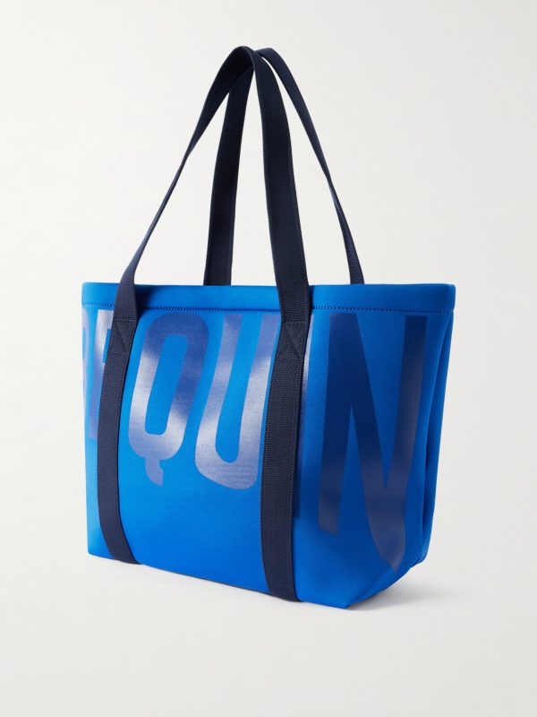 Logo-Print Webbing-Trimmed Scuba Tote Bag - BK