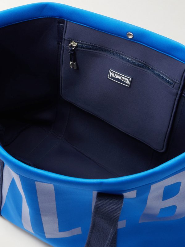 Logo-Print Webbing-Trimmed Scuba Tote Bag - E1