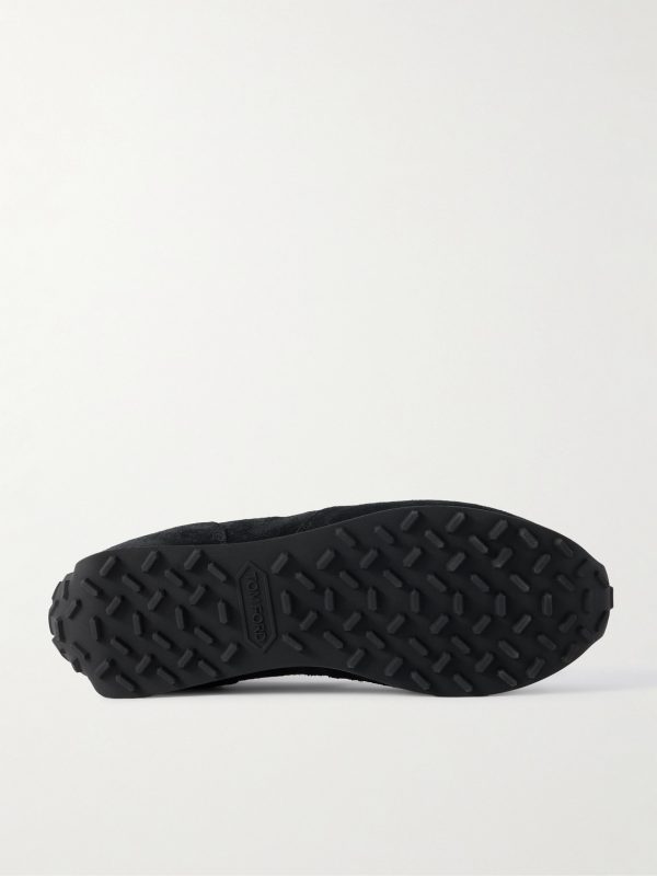Mesh and Leather-Trimmed Suede Sneakers - E1