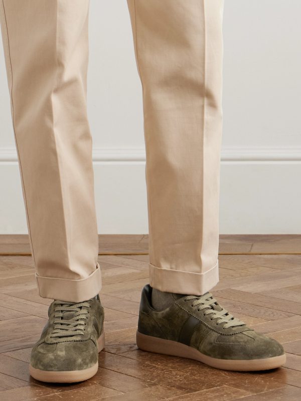 Archer Leather-Trimmed Suede Sneakers - OU Archer Leather-Trimmed Suede Sneakers - OU