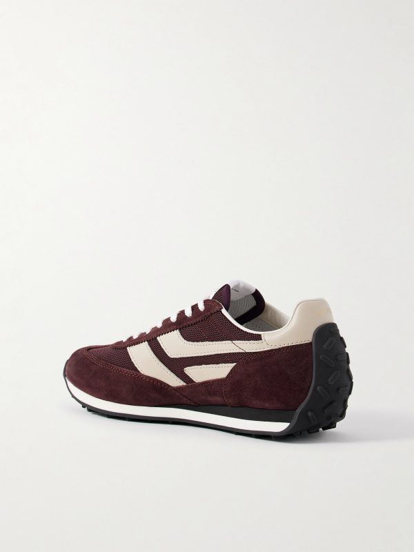 Mesh and Leather-Trimmed Suede Sneakers - BK Mesh and Leather-Trimmed Suede Sneakers - BK