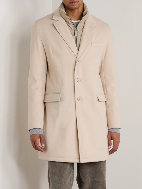 Wool Coat with Detachable Shell Gilet - FR