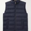 Suede-Trimmed Quilted Silk and Cashmere-Blend Twill Down Gilet Suede-Trimmed Quilted Silk and Cashmere-Blend Twill Down Gilet