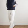 Suede-Trimmed Quilted Silk and Cashmere-Blend Twill Down Gilet - OU Suede-Trimmed Quilted Silk and Cashmere-Blend Twill Down Gilet - OU