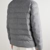 Leather-Trimmed Quilted Silk and Cashmere-Blend Down Jacket - BK Leather-Trimmed Quilted Silk and Cashmere-Blend Down Jacket - BK