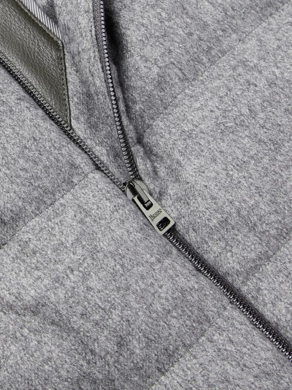 Leather-Trimmed Quilted Silk and Cashmere-Blend Down Jacket - CU Leather-Trimmed Quilted Silk and Cashmere-Blend Down Jacket - CU